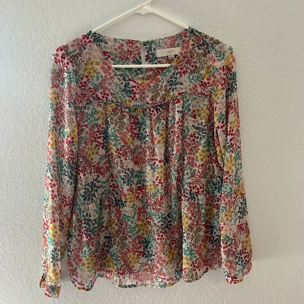 LOFT Floral Longsleeve Blouse Petites SP